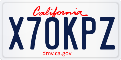 CA license plate X70KPZ