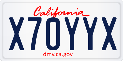 CA license plate X70YYX