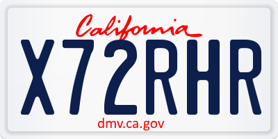 CA license plate X72RHR