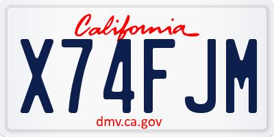 CA license plate X74FJM