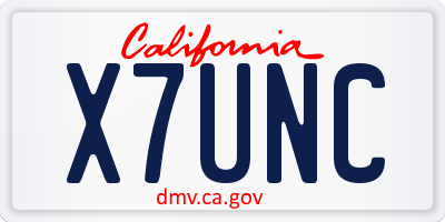 CA license plate X7UNC