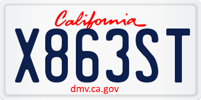 CA license plate X863ST