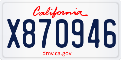 CA license plate X870946