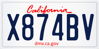 CA license plate X874BV