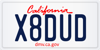 CA license plate X8DUD