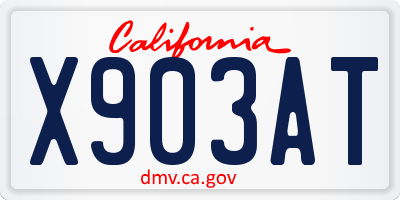 CA license plate X903AT