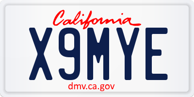 CA license plate X9MYE