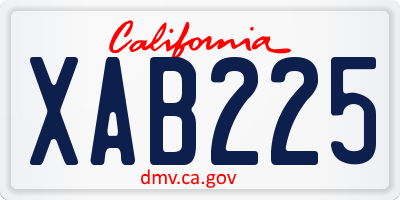 CA license plate XAB225