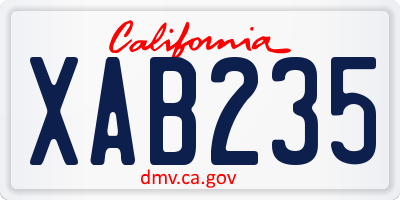 CA license plate XAB235