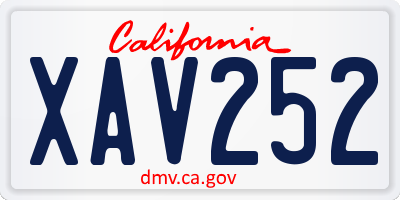 CA license plate XAV252