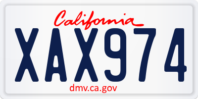 CA license plate XAX974