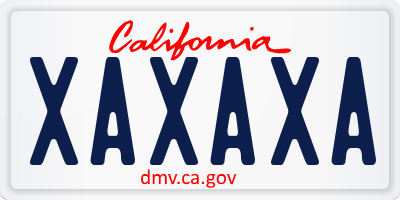 CA license plate XAXAXA