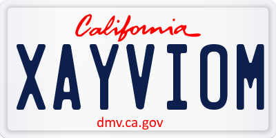 CA license plate XAYVIOM