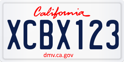 CA license plate XCBX123