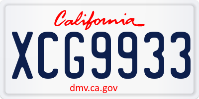 CA license plate XCG9933