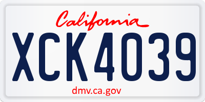 CA license plate XCK4039