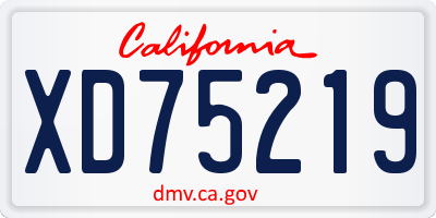 CA license plate XD75219