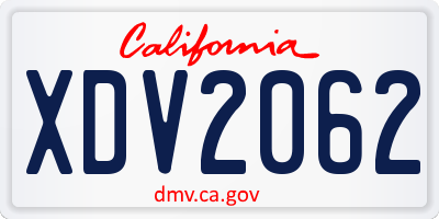 CA license plate XDV2062