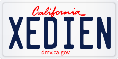 CA license plate XEDIEN