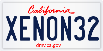 CA license plate XENON32