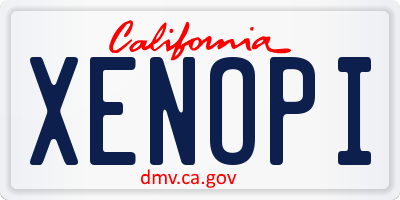 CA license plate XENOPI