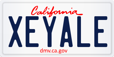 CA license plate XEYALE