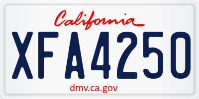 CA license plate XFA4250