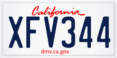 CA license plate XFV344