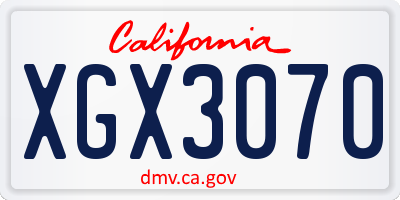 CA license plate XGX3070