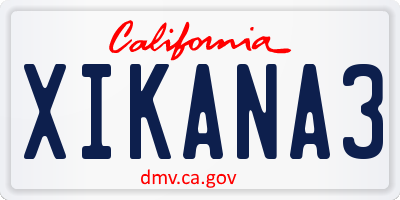 CA license plate XIKANA3