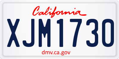 CA license plate XJM1730