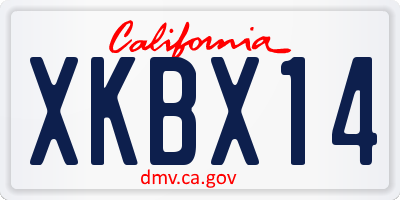 CA license plate XKBX14