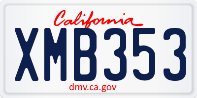 CA license plate XMB353