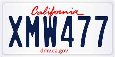 CA license plate XMW477