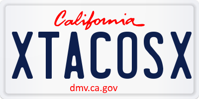 CA license plate XTACOSX