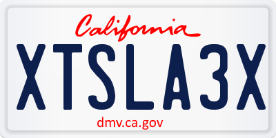 CA license plate XTSLA3X