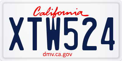 CA license plate XTW524