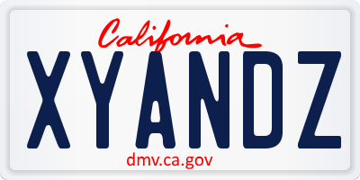 CA license plate XYANDZ