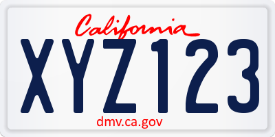 CA license plate XYZ123