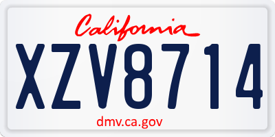 CA license plate XZV8714