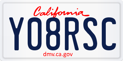 CA license plate Y08RSC