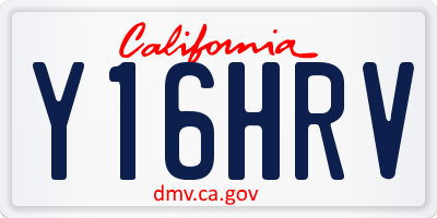 CA license plate Y16HRV