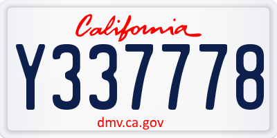 CA license plate Y337778