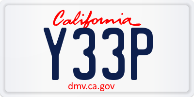 CA license plate Y33P