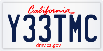 CA license plate Y33TMC