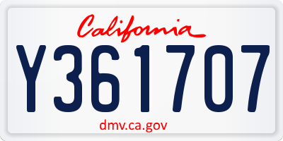 CA license plate Y361707