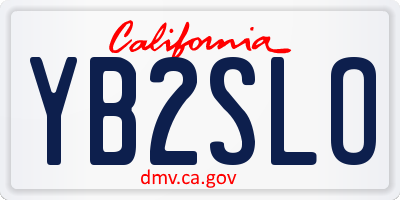 CA license plate YB2SLO