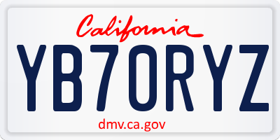 CA license plate YB70RYZ