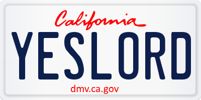 CA license plate YESLORD