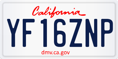 CA license plate YF16ZNP